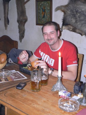 blažený úsměv při žvanci