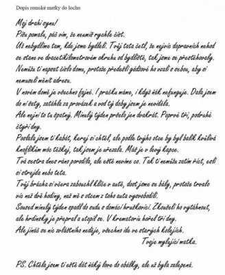 dopis synovi od matky