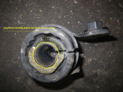 Krehké segmenty - zistené pri pokuse o stiahnutie starého silentbloku.